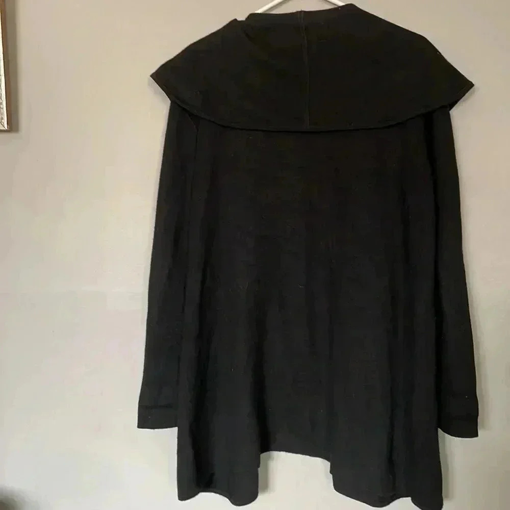 ❤️2/$30❤️Dynamite Acrylic Wool Blend Big Collar Black Open Cardigan SweaterM - Picture 6 of 6